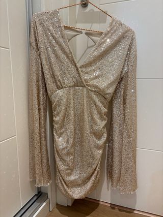 Vestido fiesta lentejuelas dorado