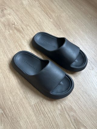 Sandalias Chanclas Primark Goma 37 Negro Plataform