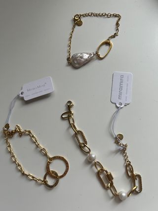 Confezione da 3 braccialetti Mira Mira in acciaio con etichetta