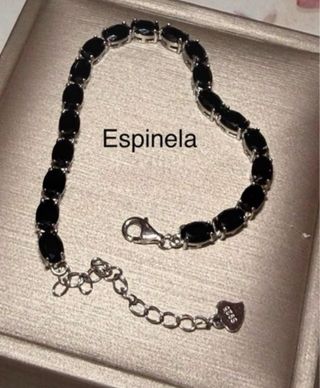 Pulsera Espinela Natural Plata 925 Ajustable