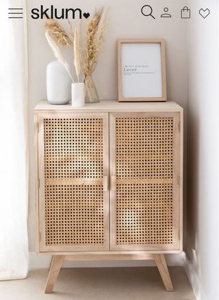 Aparador Madera y Ratán 65x35cm