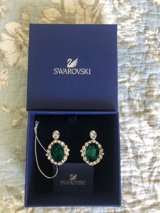 Pendientes Swarovski Verdes y Plateados