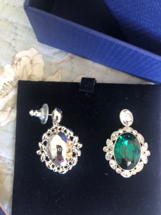Pendientes Swarovski Verdes y Plateados