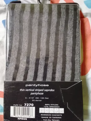 Panty Medias Negras Talla Única Rayas Verticales