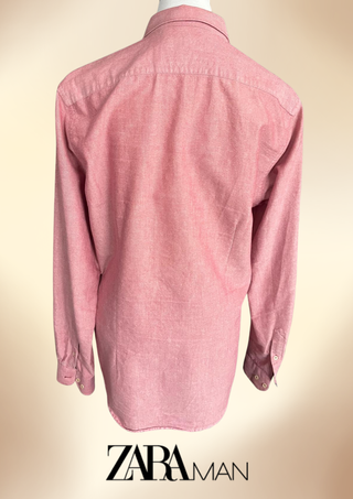 Camisa Zara Man L burdeos algodón