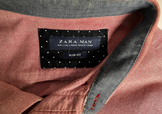 Camisa Zara Man L burdeos algodón