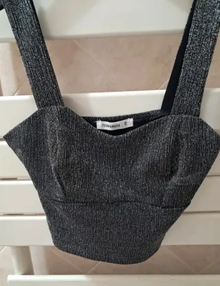 Top Terranova brillantinata nero/argento S