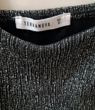 Top Terranova brillantinata nero/argento S