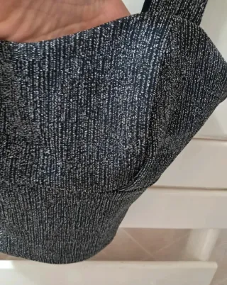 Top Terranova brillantinata nero/argento S