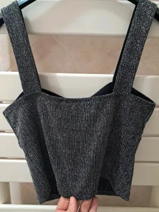 Top Terranova brillantinata nero/argento S