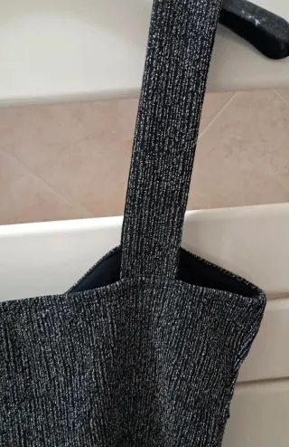 Top Terranova brillantinata nero/argento S