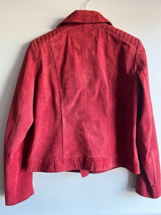 Cazadora Biker Ante Roja Cortefiel