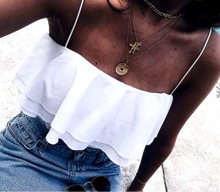 Top blanco volantes Zara