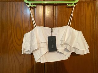 Top blanco volantes Zara