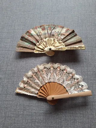 Lote 2 Abanicos Vintage Miniatura