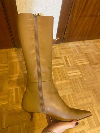 Stivali con punta beige/marrone