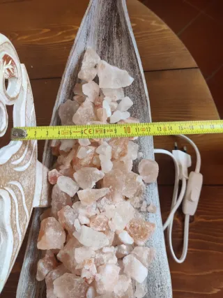 Lampada di sale rosa e legno