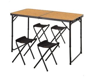 Tavolo pieghevole AKTIVE 63162 in alluminio con 4 sgabelli in acciaio