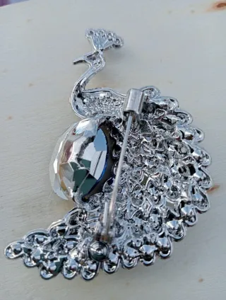 Broche Pavo Real Azul y Plateado