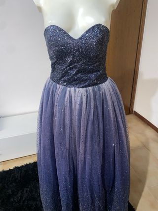 Abito da cerimonia blu e viola