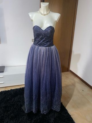 Abito da cerimonia blu e viola