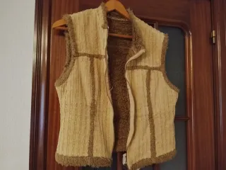Chaleco mujer vintage beige y marrón