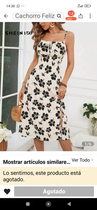 Vestido floral tirantes blanco y negro