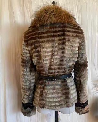 Chaqueta de piel auténtica con cinturón