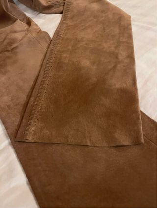 Pantalón de cuero auténtico de piel vuelta