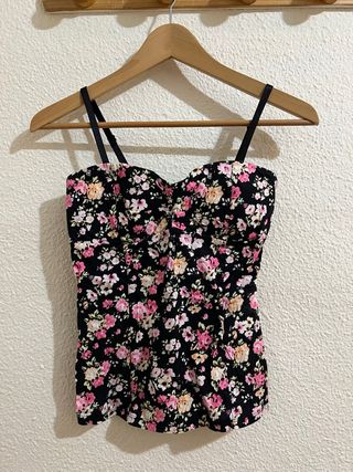 Top floral tirantes