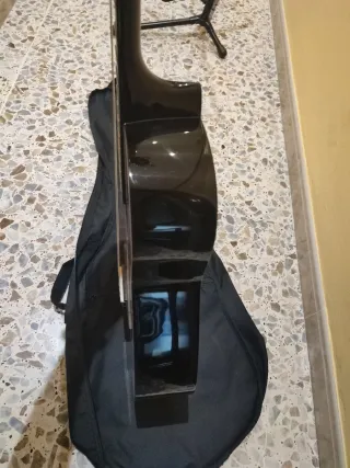 Guitarra española, funda y soporte