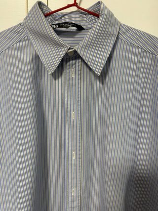 Camisa Zara Rayas Azul Talla M