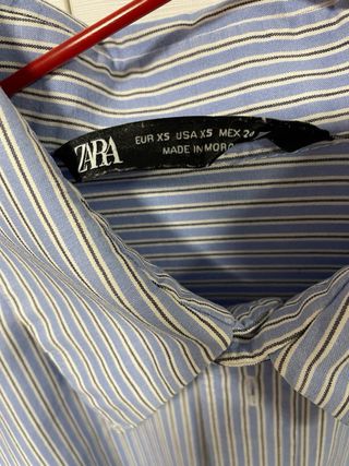 Camisa Zara Rayas Azul Talla M