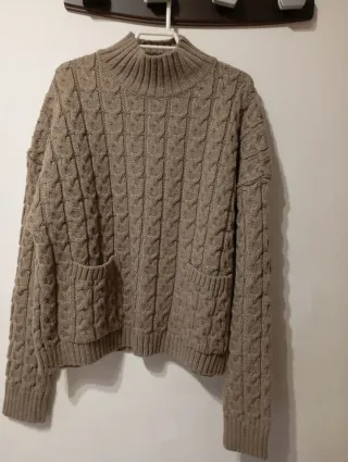 Jersey Zara mujer beige trenzado