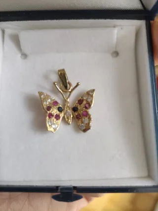 Colgante Mariposa Oro 18k Rubíes y Diamantes