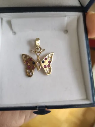 Colgante Mariposa Oro 18k Rubíes y Diamantes