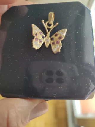 Colgante Mariposa Oro 18k Rubíes y Diamantes