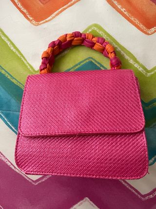 Bolso de mano rosa y naranja