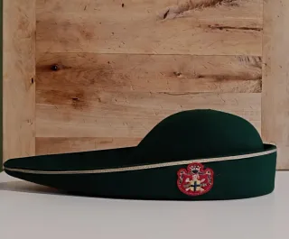 Feluca universitaria verde con escudo