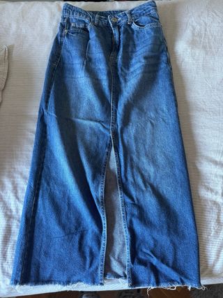 Falda larga vaquera con abertura