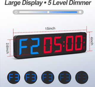 Temporizador LED Gimnasio Reloj Pared 38x10cm