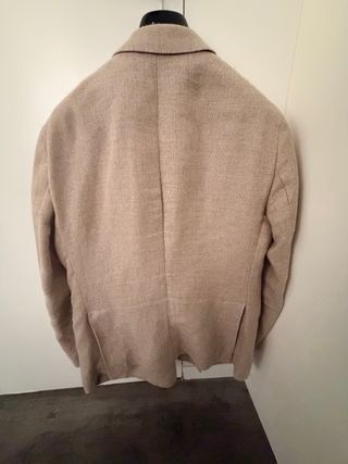 Americana Hackett cruzada beige lino lana