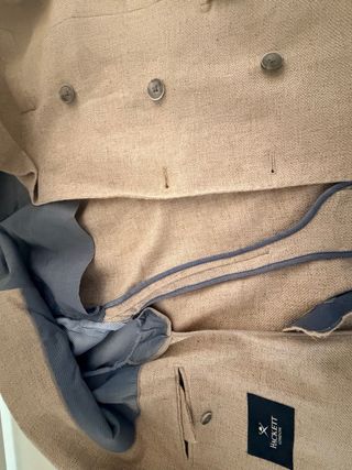 Americana Hackett cruzada beige lino lana