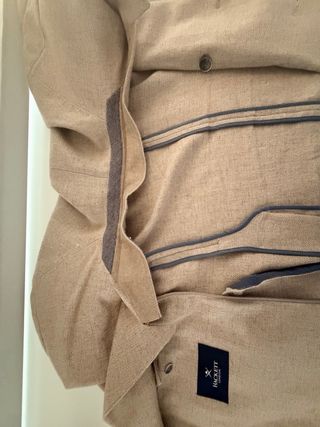Americana Hackett cruzada beige lino lana