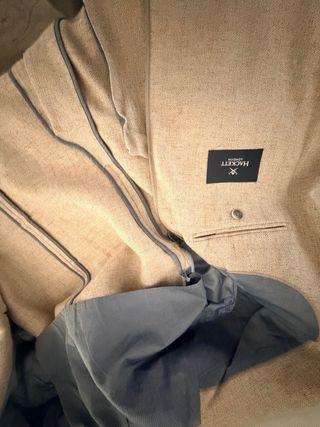 Americana Hackett cruzada beige lino lana