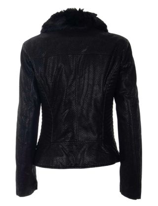 Chaqueta Guess Negra Piel Sintética con Borrego