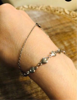 Pulsera Doble con Corazones en Plata