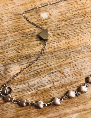 Pulsera Doble con Corazones en Plata