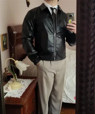 Bomber aviator ecopelle nera