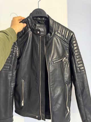 Cazadora Zara Negra Piel Sintética